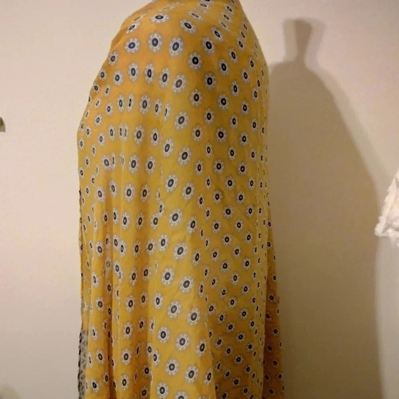 SOUQ Dark blue Mustard Semi Sheer Scarf Multifunctional Rectangle Tassel - Picture 2 of 12